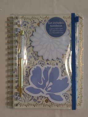 Lila Grace Floral Journal with Blue and Gold Motif Set